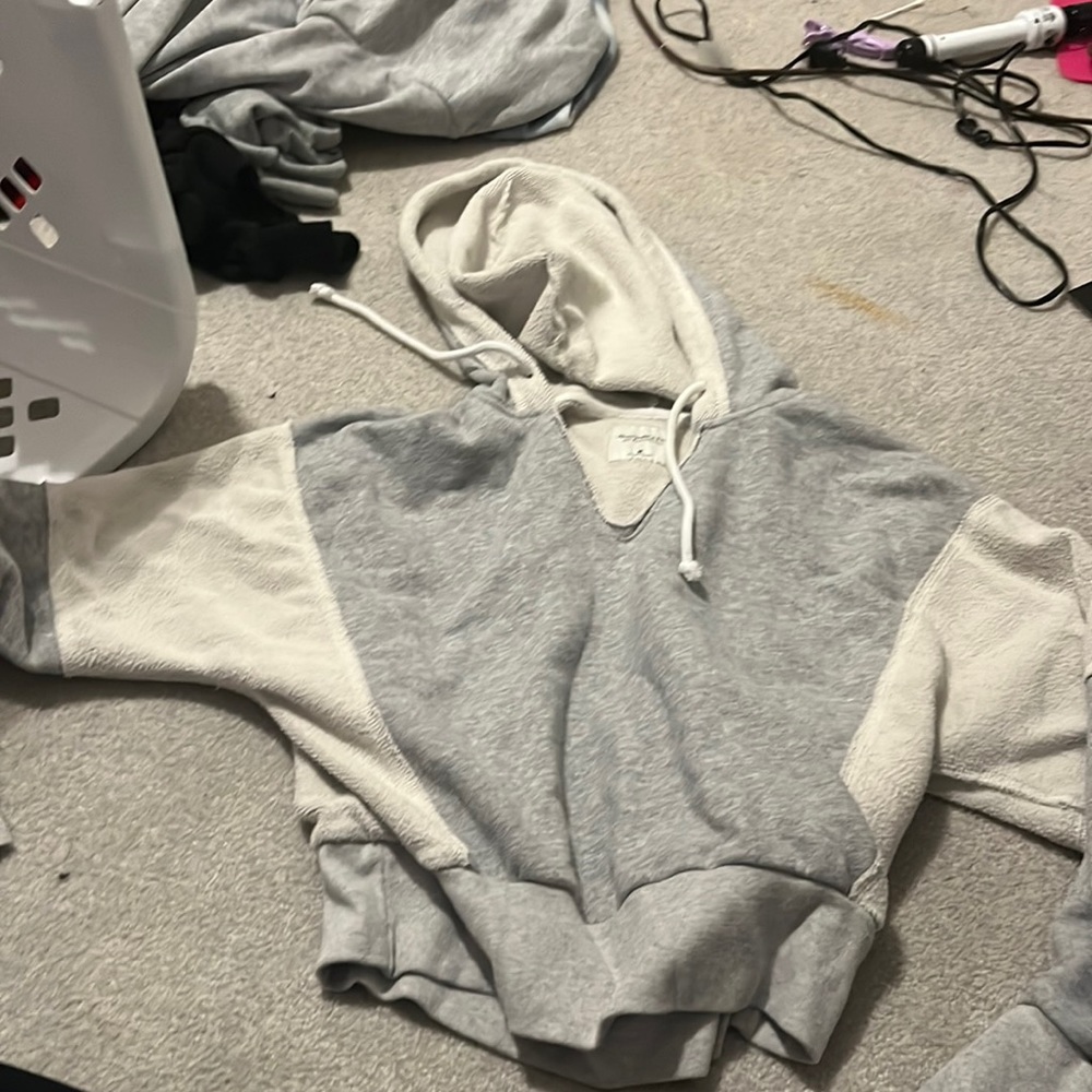 Abercrombie and Fitch, gray and white hoodie with texture